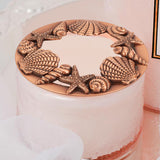 Zinc Alloy Cover, for Aromatherapy Candle, Flat Round with Shell & Starfish & Conch Pattern, Red Copper, 81x12mm