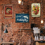 Vintage Metal Tin Sign, Iron Wall Decor for Bars, Restaurants, Cafes Pubs, Rectangle, Fish Pattern, 300x200x0.5mm