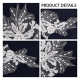 Flower Pattern Polyester Embroidered Lace Appliques, Sewing Ornaments, DIY Costume Accessories, Snow, 450x245x1mm