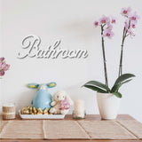 Laser Cut Basswood Wall Sculpture, for Home Decoration, Word Bathroom, White, 100x300x5mm