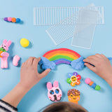 3Pcs 3 Style Transparent Acrylic Clay Tool, Cutting Grid Scrap Template, Clear, 14.9~24.7x6.9x0.25~0.3cm, Inner Diameter: 6.5x0.3~0.5cm, 1pc/style