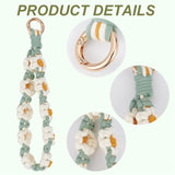 1Pc Daisy Handmade Woven Cotton Pendant Decorations, with 1Pc Macrame Daisy Flower Cloth Wrist Mobile Straps, Mixed Color, 16~27cm