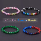 Spray Painted Crackle Glass Beads, Round, Mixed Color, 8mm, Hole: 1.3~1.6mm, about 25pcs/compartment, 600pcs/box