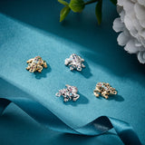 4Pcs 2 Colors Brass Micro Pave Colorful Cubic Zirconia Chrams, Frog, Golden & Stainless Steel Color, 14.5x13x6mm, Hole: 1.3mm, 2pcs/color