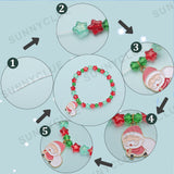 DIY Christmas Bracelet Making Kit, Including Glass Star & Bicone Beads,  Snowflake & Bell & Tree & Candy Cane Alloy Enamel Pendants, Mixed Color, 208Pcs/box