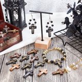 DIY Crucifix Cross Pendant Necklace Making Kits, Including Wooden Pendants, Mixed Color, Pendant: 100Pcs/box