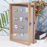 Wooden Presentation Boxes for Badge Storage and Display, with Glass Window and Hangers, Rectangle, BurlyWood, 24x35x5cm, Inner Diameter: 22.3x33.3cm