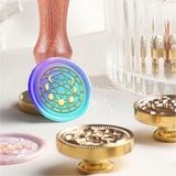 Brass Wax Seal Stamp with Handle, for DIY Scrapbooking, Moon Phase Pattern, 89x30mm