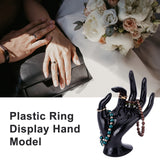 Plastic Ring Display Hand Model, Black, 8x17cm