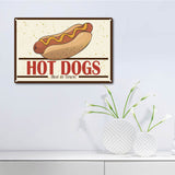 Vintage Metal Tin Sign, Wall Decor for Bars, Restaurants, Cafes Pubs, Hot Dog Pattern, 30x20cm