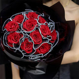 Polyester Flower Bouquet Wrapping Mesh Paper, with ABS Plastic Imitation Pearl Edge, Bouquet Packaging Paper Wrinkled Wavy Net Yarn, for Valentine's Day, Wedding, Birthday Decoration, Black, 11 inch(280mm), about 4.37 Yards(4m)/Bag