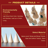 Wooden Ring Displays, Cone Shaped Finger Ring Display Stands, Blanched Almond, 19~39x25.5~78mm, 11pcs/set