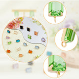 16Pcs 8 Color K9 Glass Rectangle Stud Earring Findings, with Light Gold Plated Brass Pins & Vertical Loops & 50Pcs Plastic Ear Nuts, Mixed Color, 17x10mm, Hole: 1.6mm, Pin: 0.8mm, 2Pcs/color