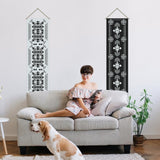 Polyester Decorative Wall Tapestrys, for Home Decoration, with Wood Bar, Rope, Rectangle, Floral Pattern, 1300x330mm