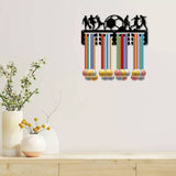 Sports Theme Iron Medal Hanger Holder Display Wall Rack, 3-Line, with Screws, Football, 130x290mm, Hole: 5mm