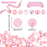 1 Set Opaque Acrylic Beads Set, Kid Chunky Beads, Round, Pink, 20x19.5~20mm, Hole: 3mm, 50pcs/set