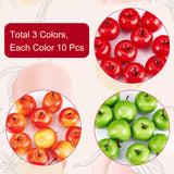 30Pcs 3 Colors Mini Foam Imitation Apples, Artificial Fruit, for Dollhouse Accessories Pretending Prop Decorations, Mixed Color, 38~43x34~35mm, 10pcs/color