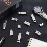 20 Sets Smooth Surface 201 Stainless Steel Watch Band Clasps, Stainless Steel Color, 25x13x7mm, Hole: 10x4mm
