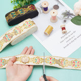 14M 2 Colors Ethnic Style Embroidery Polyester Ribbons, Jacquard Ribbon, Garment Accessories, Flower Pattern, Mixed Color, 1-5/8 inch(40mm), 7m/color