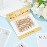 500Pcs 304 Stainless Steel Beads, Round, Real 24K Gold Plated, 4x3.5~4mm, Hole: 1.5mm