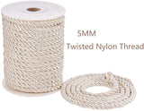Polyester Cord, Twisted Cord, Blanched Almond, 5mm, about 18~19yards/roll(16.4m~17.3m/roll)