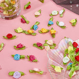 200Pcs 10 Colors Polyester Rose Ornaments, for DIY Hair Accessories, Clothing Decoration, Costume, Mixed Color, 27.5~29x14~16x7.5mm, 20pcs/color