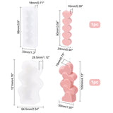 2Pcs 2 Style Heart DIY Candle Silicone Molds, Resin Casting Molds, For UV Resin, Epoxy Resin Jewelry Making, White, 99~121x33~64.5x18~28.5mm, 1pc/style