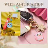 12Pcs 6 Colors PVC Cartoon Owl Doll Pendants, for Keychains, Mixed Color, 43x37x26mm, Hole: 3mm, 2pcs/color