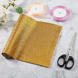 Sparkle PU Leather Fabric, with Glitter Sequins, for Shoes Bag Sewing Patchwork DIY Craft Appliques, Gold, 135x21x0.07cm