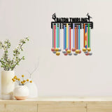 Fashion Iron Medal Hanger Holder Display Wall Rack, 3-Line, with Screws, Black, Baton Twirling, Word, 150x400mm, Hole: 5mm