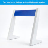 6 Well Pipette Stand, L Shaped, Blue, Finished Product: 30x13.6x29cm