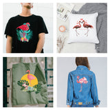 PET Heat Transfer Film Logo Stickers Set, for DIY T-Shirt, Bags, Hats, Jackets, Flamingo Pattern, 154~200x140~200mm, 6pcs/set