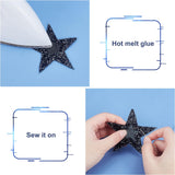 8Pcs 8 Style Star Glitter Hotfix Rhinestone, Iron on Patches, Dress Shoes Garment Decoration, Jet, 50~77x57~82x2~4mm, 1pc/style