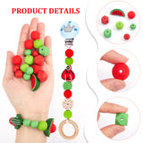 7 Style Food Grade Eco-Friendly Silicone Beads, Chewing Beads For Teethers, DIY Nursing Necklaces Making, Hexagon & Round & Watermelon, with 4M Nylon Thread, Mixed Color, 12~14x12~30x12~14mm, Hole: 2~2.5mm, 72pcs/box