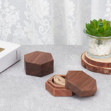 Hexagon Wooden Finger Ring Boxes, Wedding Rings Gift Case with Magnetic Clasps, for Wedding Valentine's Day, Coconut Brown, 5x5.6x2.85cm