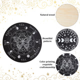Butterfly/Moon Phase Pattern Wooden Flat Round Pendulum Board, with Natural Amethyst Cone Shape Drowsing Pendulum, Mixed Patterns, Planchette: 150x3mm, 2pcs; Pendulum: 242x2.7mm, 1pc