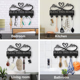 Wood & Iron Wall Mounted Hook Hangers, Decorative Organizer Rack, with 2Pcs Screws, 5 Hooks for Bag Clothes Key Scarf Hanging Holder, Word, 186x300x7mm