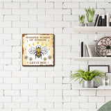Square Vintage Iron Tin Sign, Metal Warning Signs, for Home Garden Bar Wall Decor, Bees Pattern, 300x300x0.03mm