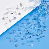 304 Stainless Steel Stud Earrings Findings, Stainless Steel Color, 6.8x5.2x1.1cm, 120pcs/box