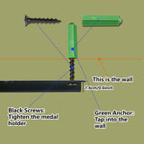 Fashion Wood Medal Hanger Holder, 2 Line Display Wall Rack, with Screws & Anchor Plug, Cheerleader, Word, 150x400mm, Hole: 5mm