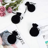 30pcs Velvet Jewelry Bag, Drawstring Jewelry Pouches, Calabash Candy Pouches, for Wedding Birthday Party Favors, Black, 9x7cm