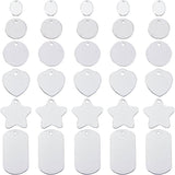 Aluminum Blank Pendants, Mixed Shapes, Platinum, 30pcs/box