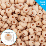 Unfinished Natural Wood Beads, Round Wooden Loose Beads Spacer Beads for Craft Making, Lead Free, Moccasin, 4~5x3~4mm, Hole: 1.5~2.5mm, 5000pcs/bag