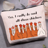 Custom Polycotton Canvas Stroage Bags, Metal Zipper Pouches, Rectangle, Rooster Pattern, 18x25cm