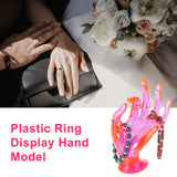 Plastic Ring Display Hand Model, Hot Pink, 8x17cm