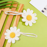 2Pcs Handmade Crochet Cotton Daisy Decoration, with Lanyard, for DIY Bag, Car and Keychain,, White, 85x85x12.5mm