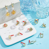 48Pcs 12 Style Alloy Stud Earring Findings, with Alloy & Steel Pins, with Loops & Holes & 100Pcs Plastic Ear Nuts, Trapezoid & Triangle & Ring & Flower & Flat Round, Light Gold, 12~26x6~20mm, Hole: 1~4mm, Pin: 0.7mm, 4Pcs/style