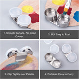 Stainless Steel Oil Painting Cup, Double/Single Dipper Palettes Container Cup, for Drawing, with Plastic Lid, Stainless Steel Color, 9.6x4.35x2.6cm, Inner Diameter: 3.65cm