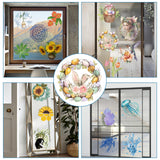 PVC Window Sticker, Flat Round Shape, for Window or Stairway  Home Decoration, Rabbit, 160x0.3mm, 4 styles, 1pc/style, 4pcs/set