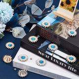 10 Sets 2 Colors Zinc Alloy Enamel Buttons, with Synthetic Turquoise and Iron Screws, for Purse, Bags, Leather Crafts Decoration, Sunflower, Deep Sky Blue, 32x8mm, Hole: 2.5mm, 5 sets/color